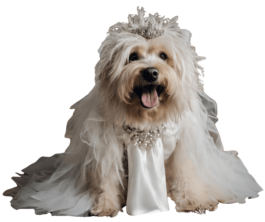 Dog in a wedding dress